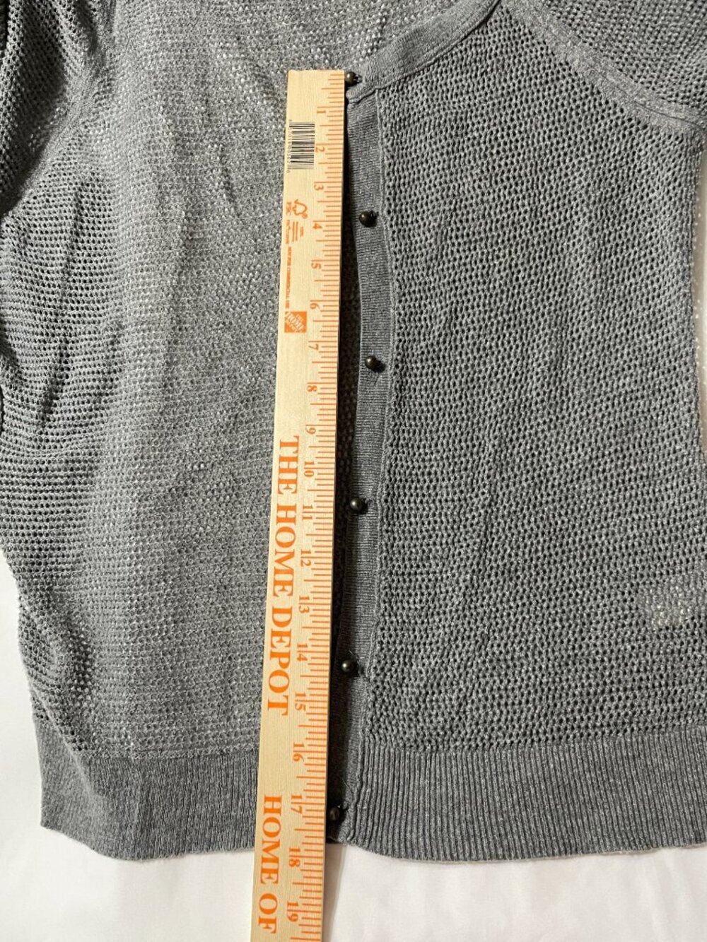 American Eagle Outfitter Gray Cardigan, Sheer with Small Round Buttons, Size L - Picture 8 of 9